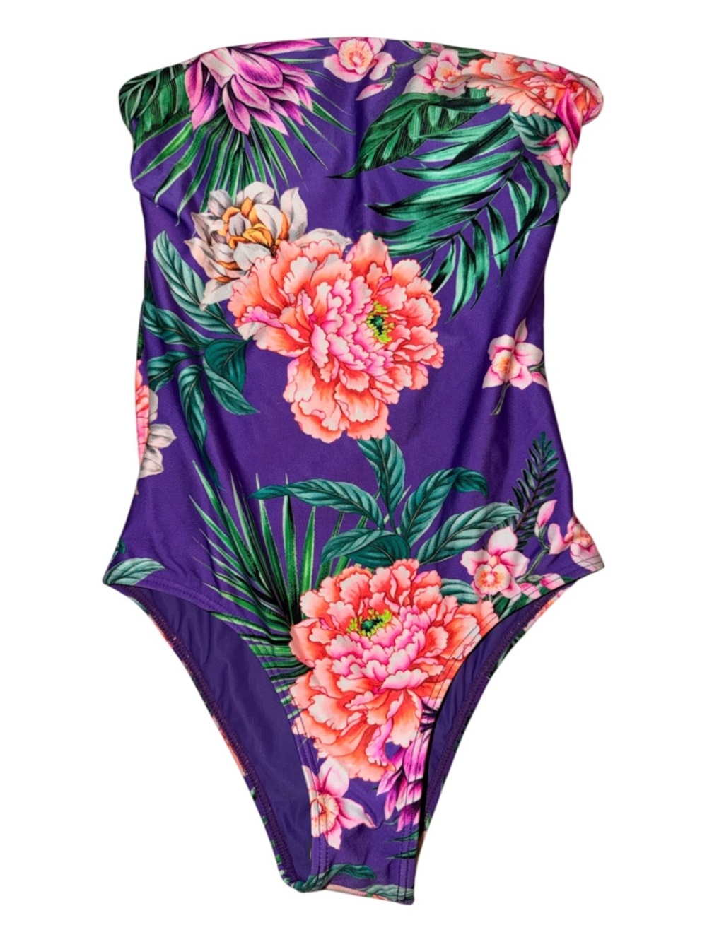 NWT CIA. Maritima Strapless Tropical Bathing Suit Swimsuit S